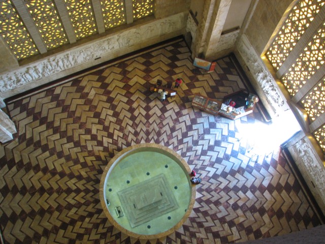 Sunlight lightens the interior of the building as seen from the top of the monument. From this view you can also see the Cenotaph. © Colline Kook-Chun, 2012